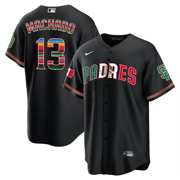 Men's San Diego Padres #13 Manny Machado Mexico Black Cool Base Stitched Baseball Jersey Men's San Diego Padres #13 Manny Machado Mexico Black Cool Base Stitched Baseball Jersey